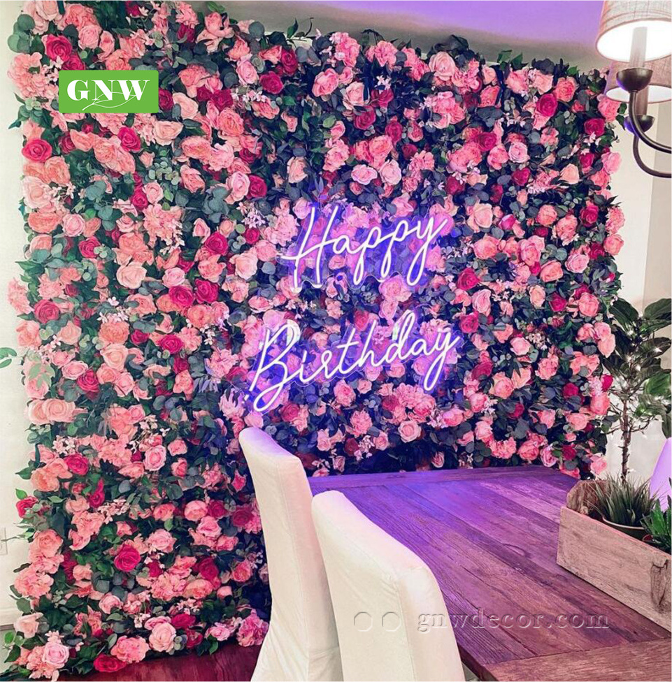 GNW Wedding backdrop Artificial  flower  wall Roll Up Wall Wedding Decor Flower event artificial flower wall panels