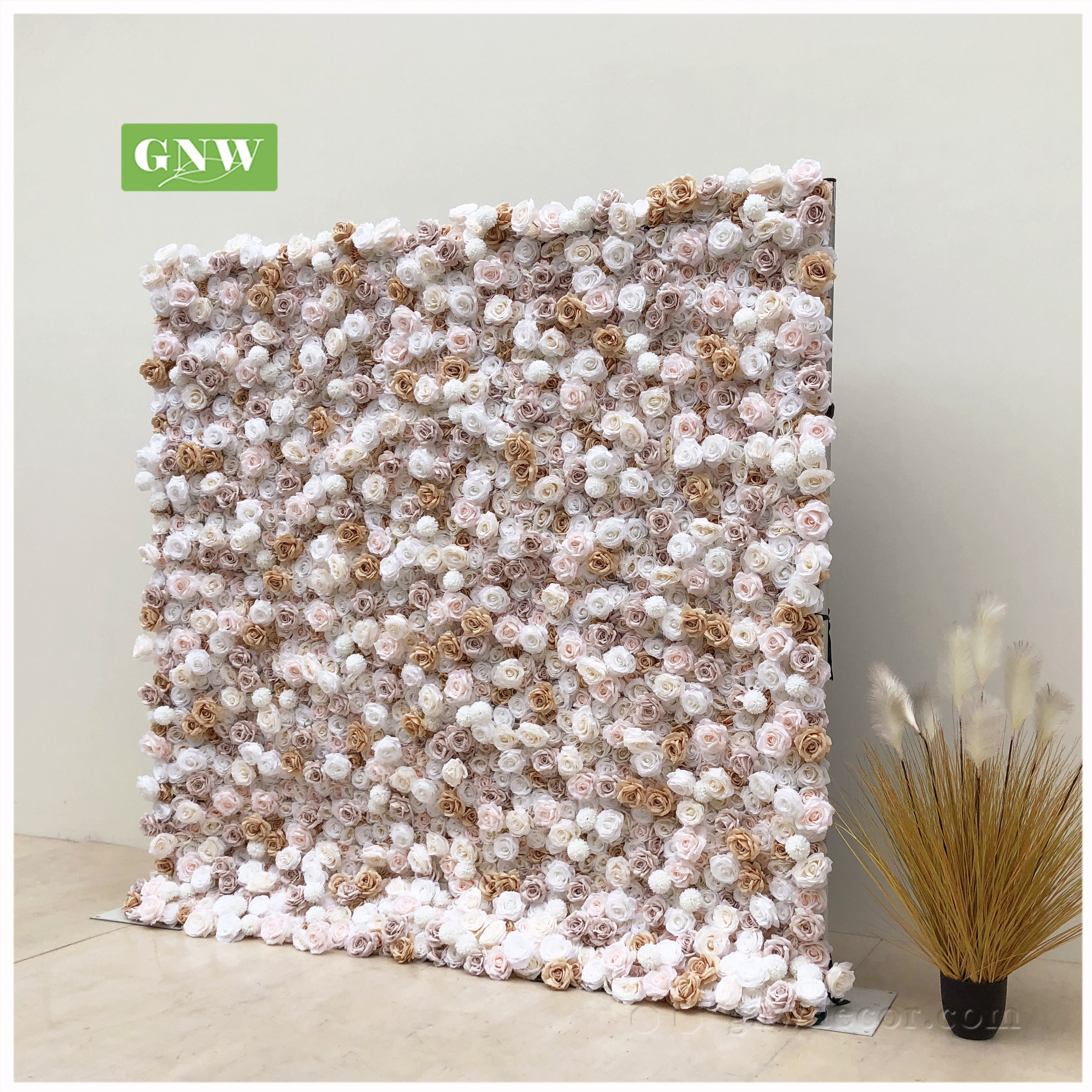 GNW Wedding backdrop Artificial  flower  wall Roll Up Wall Wedding Decor Flower event artificial flower wall panels