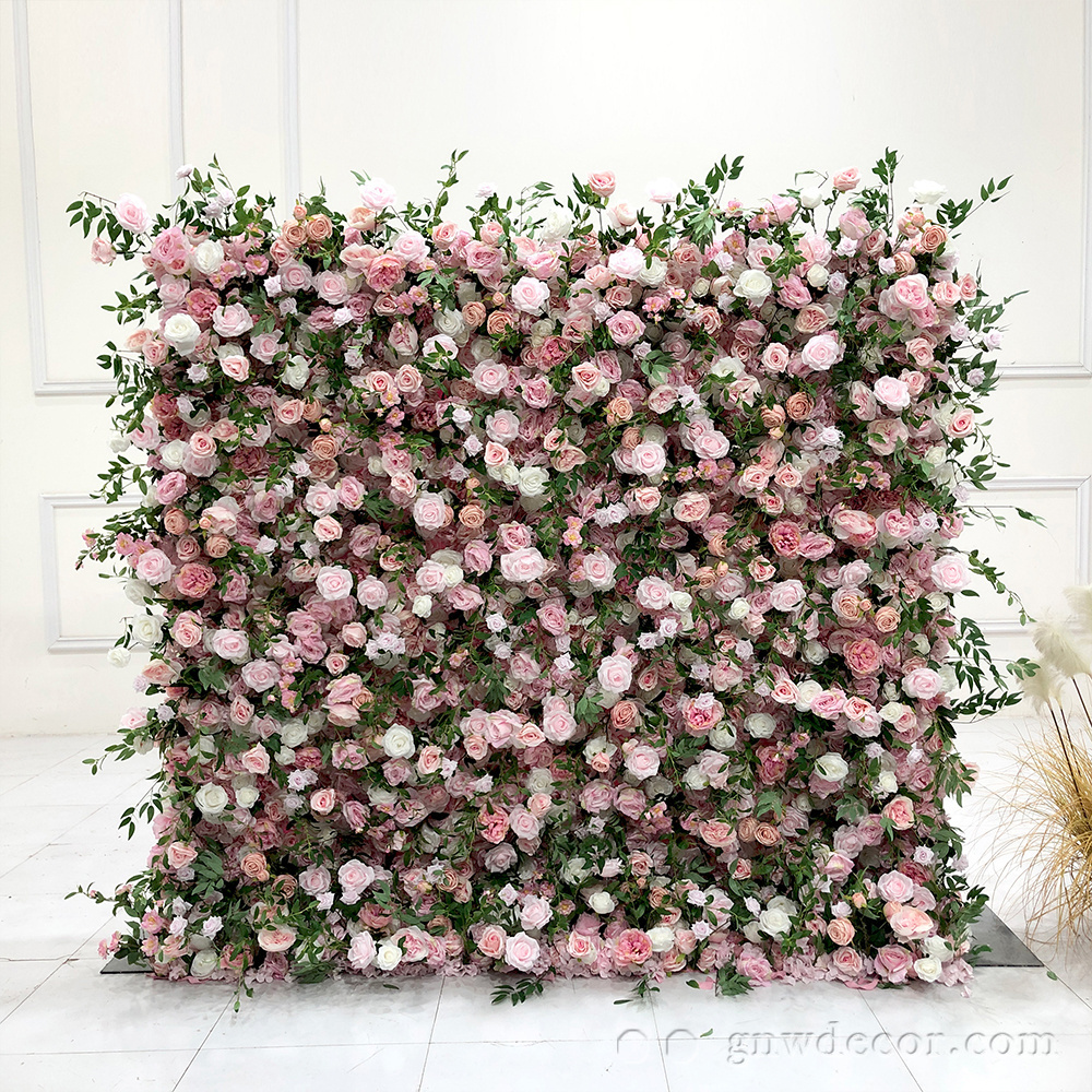 GNW Factory direct sales Wedding Backdrop greenwall Decals 3d Flower Wall Decor Orchid Light And Extravagant