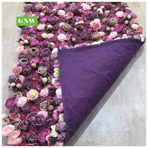 GNW Hot sale Artificial silk rose wall wedding decoration artificial flower backdrop event Art 5d flower wall