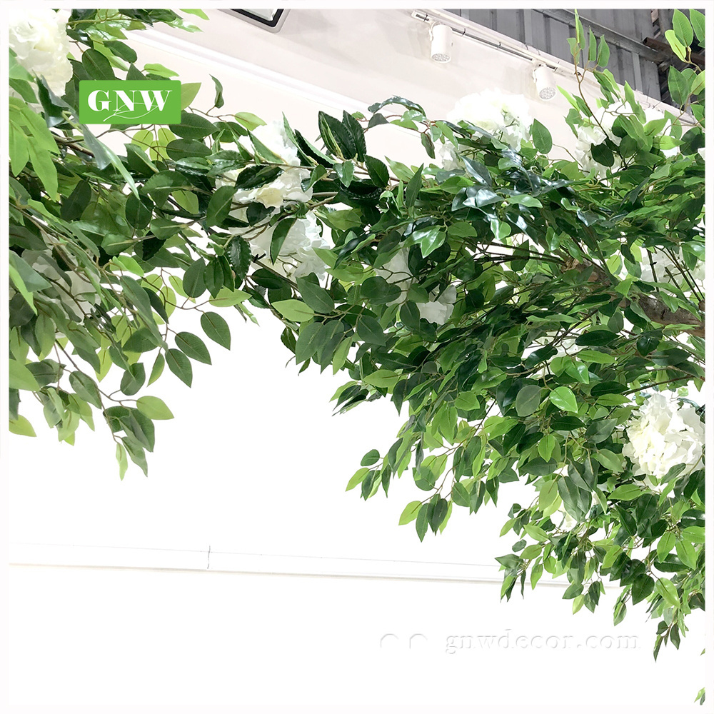 GNW Green Leaf Ficus Plastic Maple Willow Plants White Branches Artificial Reception Wedding Tree