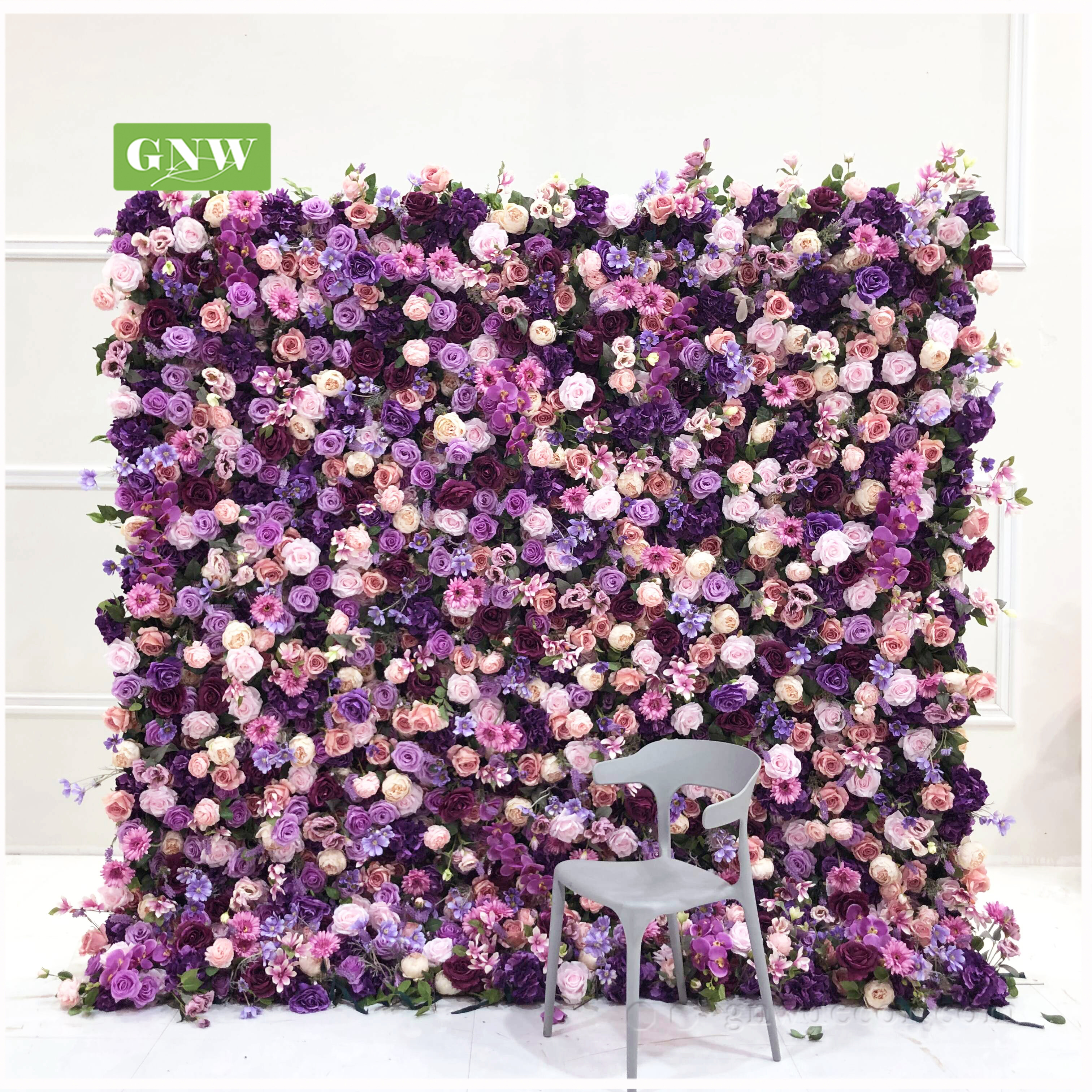 GNW  Luxury Artificial 3D Rolled Up Home Decoration or Wedding Party Ceiling Decorative Blush Pink Flower Wall