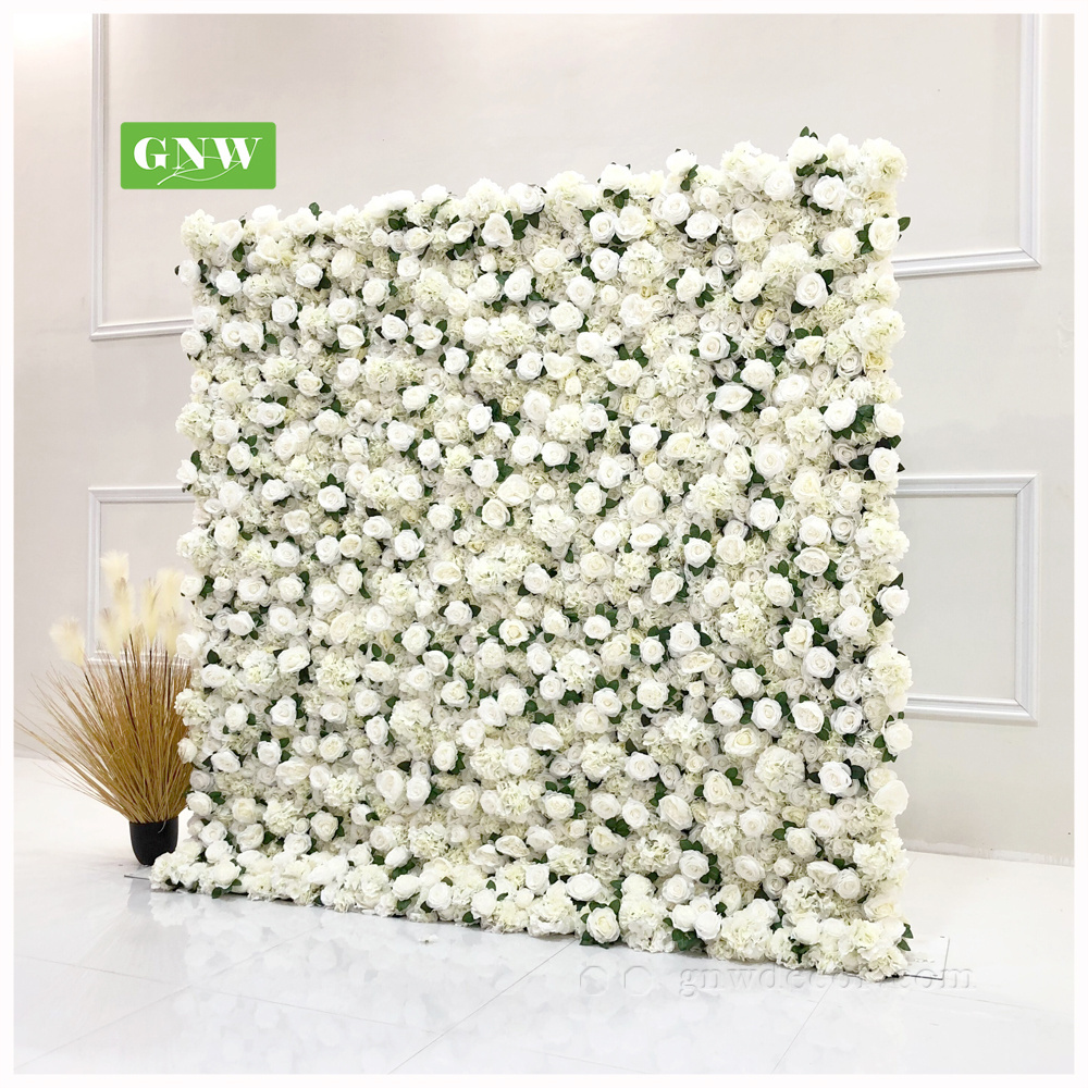 GNW wedding venue decor roll up flower wall backdrop pure rose wall hanging decoration