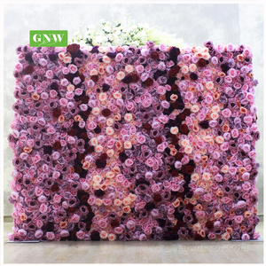 GNW Purple artificial Flowers Wall  For Wedding Backdrop  wedding roll up flower  wall artificial flower decor  silk decorations