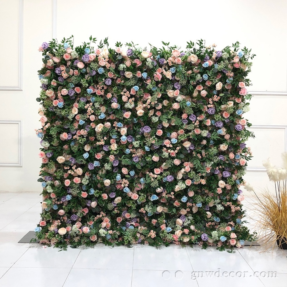 GNW White Pink Wedding Supplies Decoration Artificial Flower Wall Backdrop For Wedding Decor Roll up Flower wall Decoration