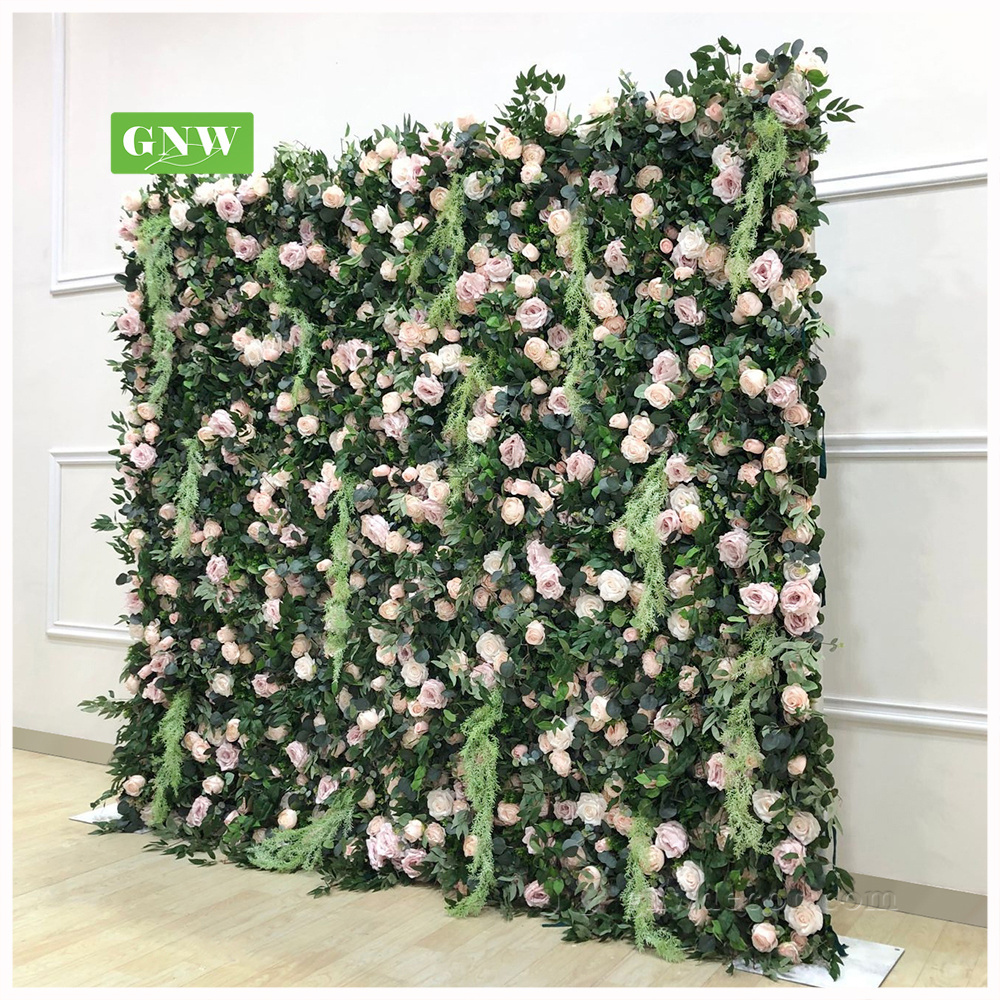 GNW  2022 Greenry Flower Plastic Turf Backdrop  Firm Flower Wall for Wedding  Events