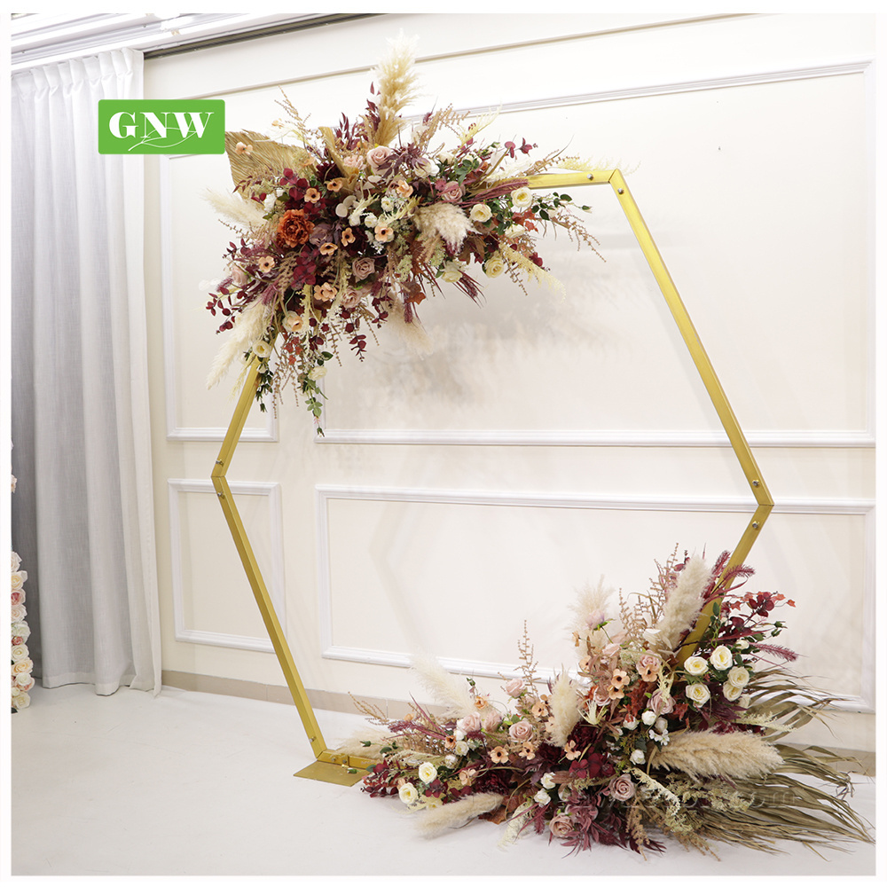 GNW Gold Metal Decoration Wedding Flower Stand for Table Centerpiece