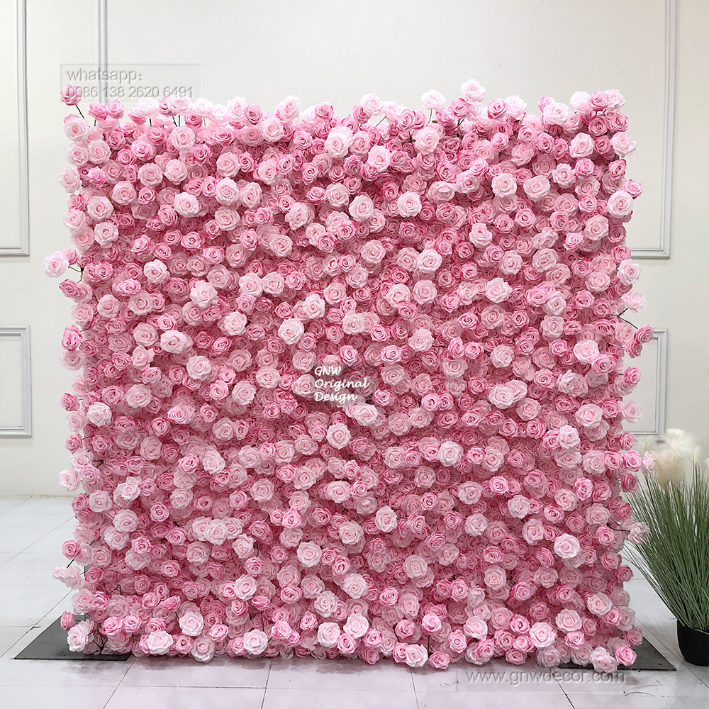 Wholesale Custom White Pink Wedding Supplies Decoration Rose Backdrop Silk Artificial Decorative Flower Wall