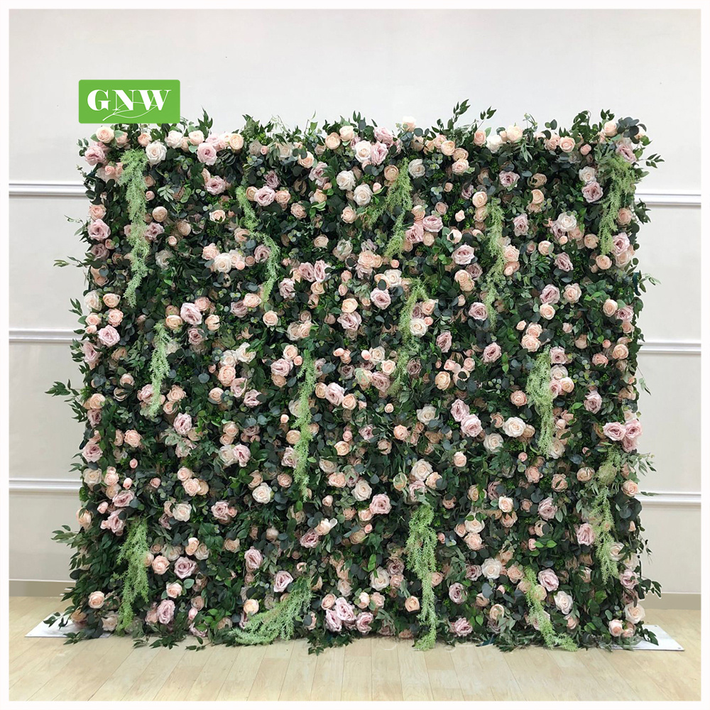 GNW  2022 Greenry Flower Plastic Turf Backdrop  Firm Flower Wall for Wedding  Events