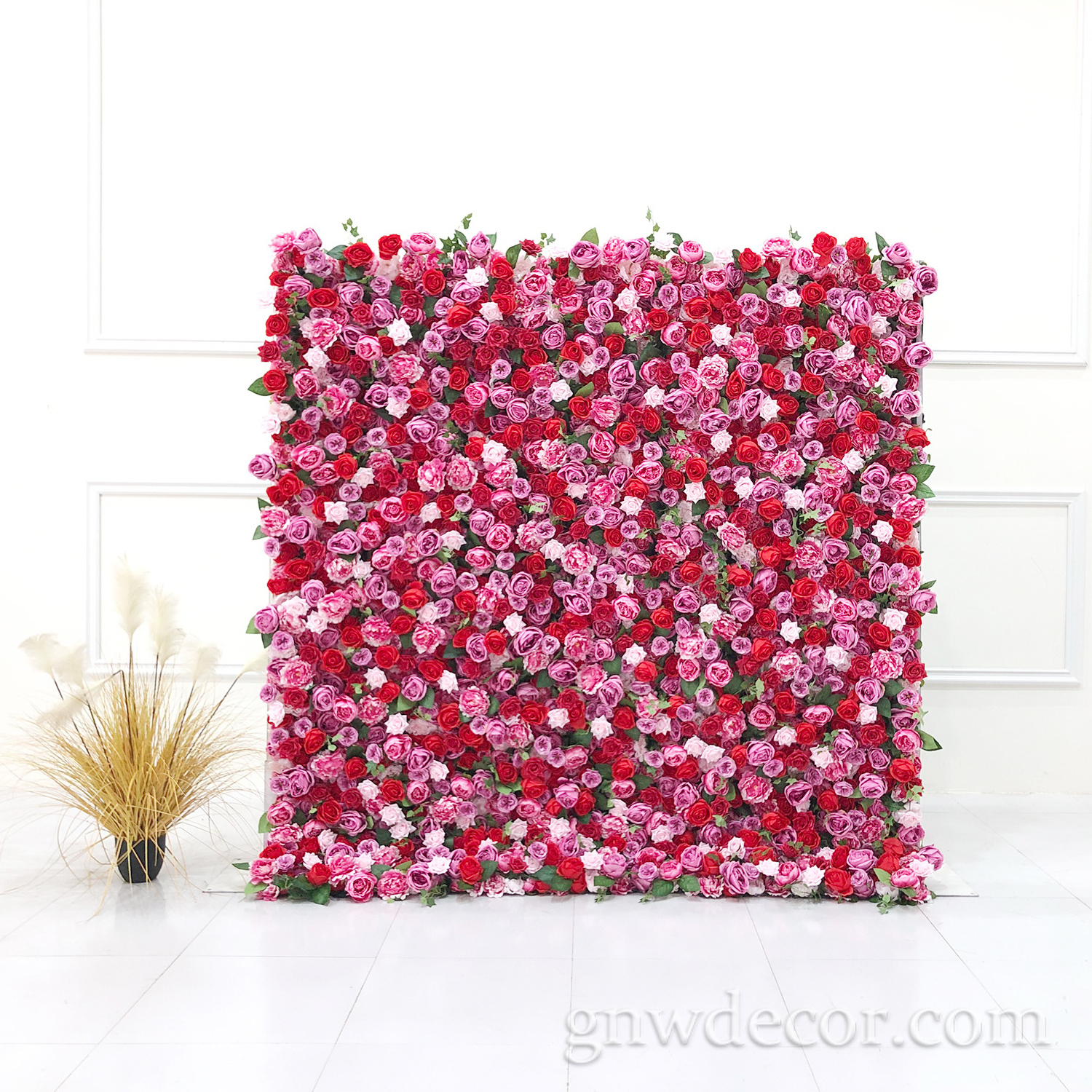 Customized Decorative Factory Handmade Artificial  Rose Flower Wedding Background Wall Flowerwall Decals