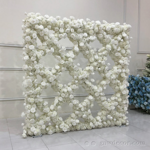 GNW Flower wall Firm and not easy to fall off  roll up Wedding Stage Backdrop  Simulation Art 3d   Artificial Flower Wall Panels