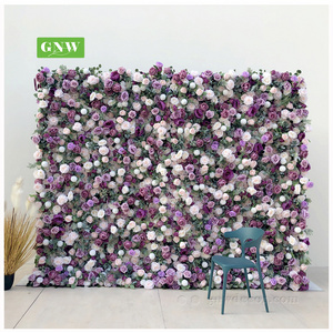 Purple Color Decorative Home Floral Decoration Rose Peony Bouquet Silk Artificial Flower Wall Wedding Backdrop