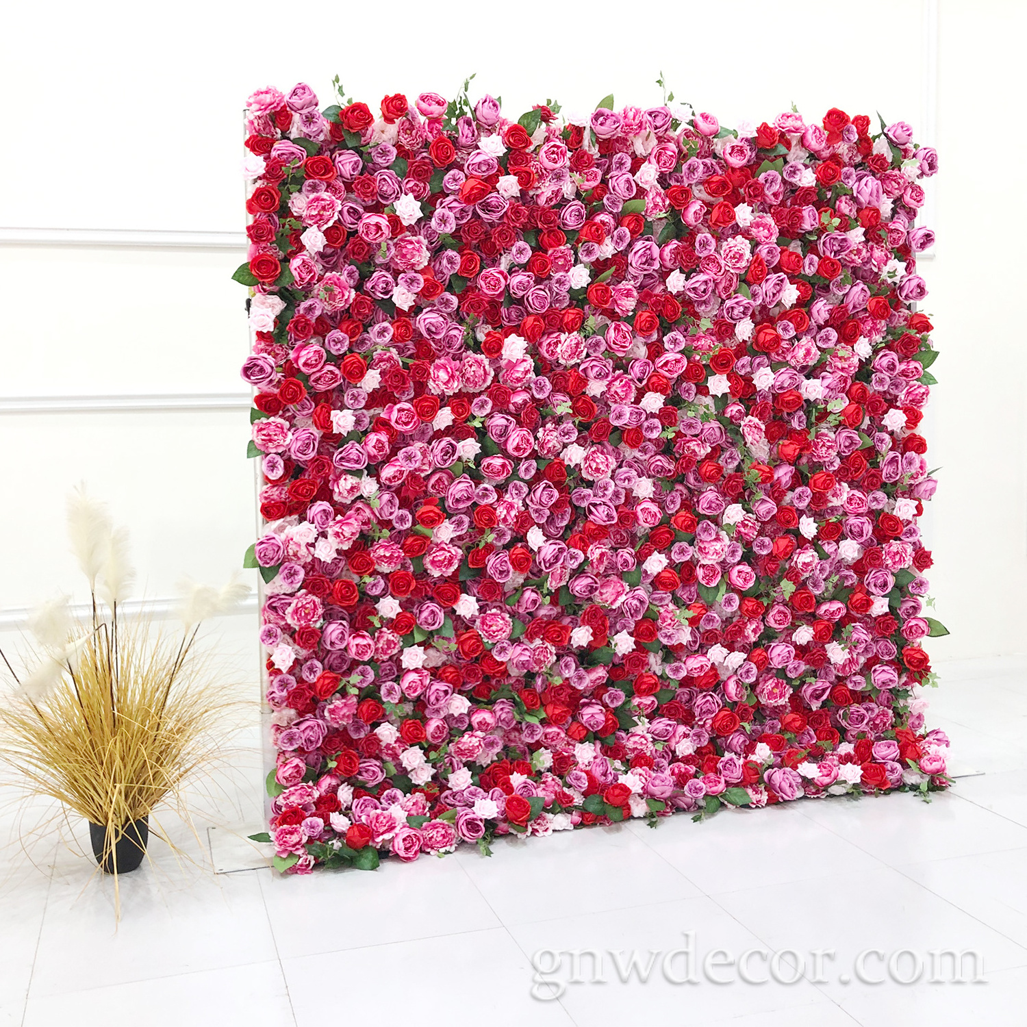 Customized Decorative Factory Handmade Artificial  Rose Flower Wedding Background Wall Flowerwall Decals