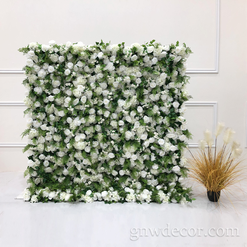 Factory direct sales Customized Pink Faux Flower Wall Backdrop 3d Flower Wall Decor Wedding Roll Up Flower Wall