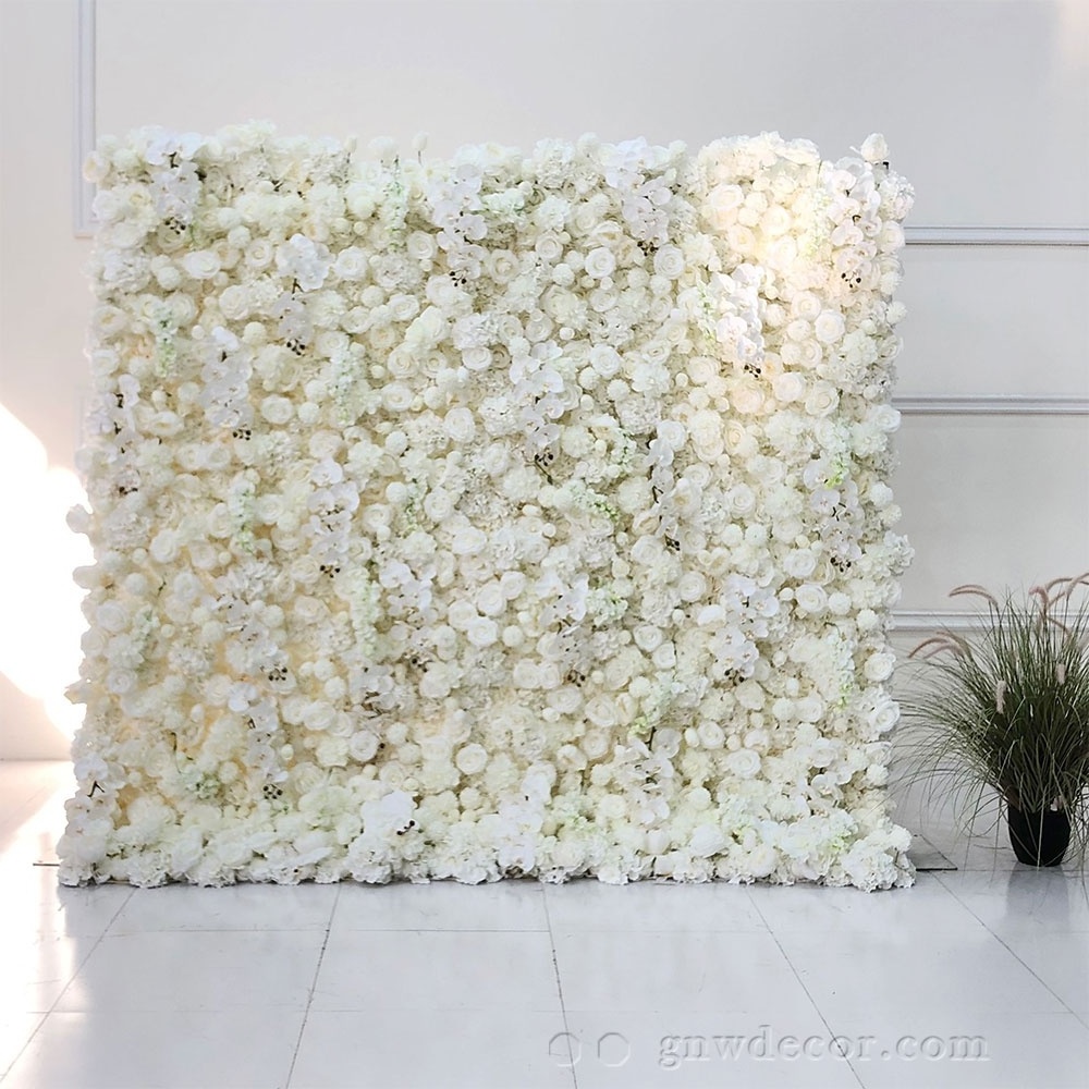 GNW Flower wall Firm and not easy to fall off  roll up Wedding Stage Backdrop  Simulation Art 3d   Artificial Flower Wall Panels