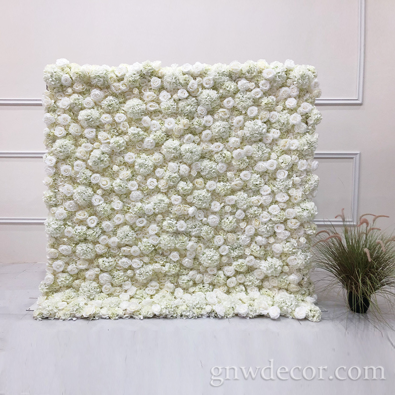 Factory direct sales Customized Pink Faux Flower Wall Backdrop 3d Flower Wall Decor Wedding Roll Up Flower Wall