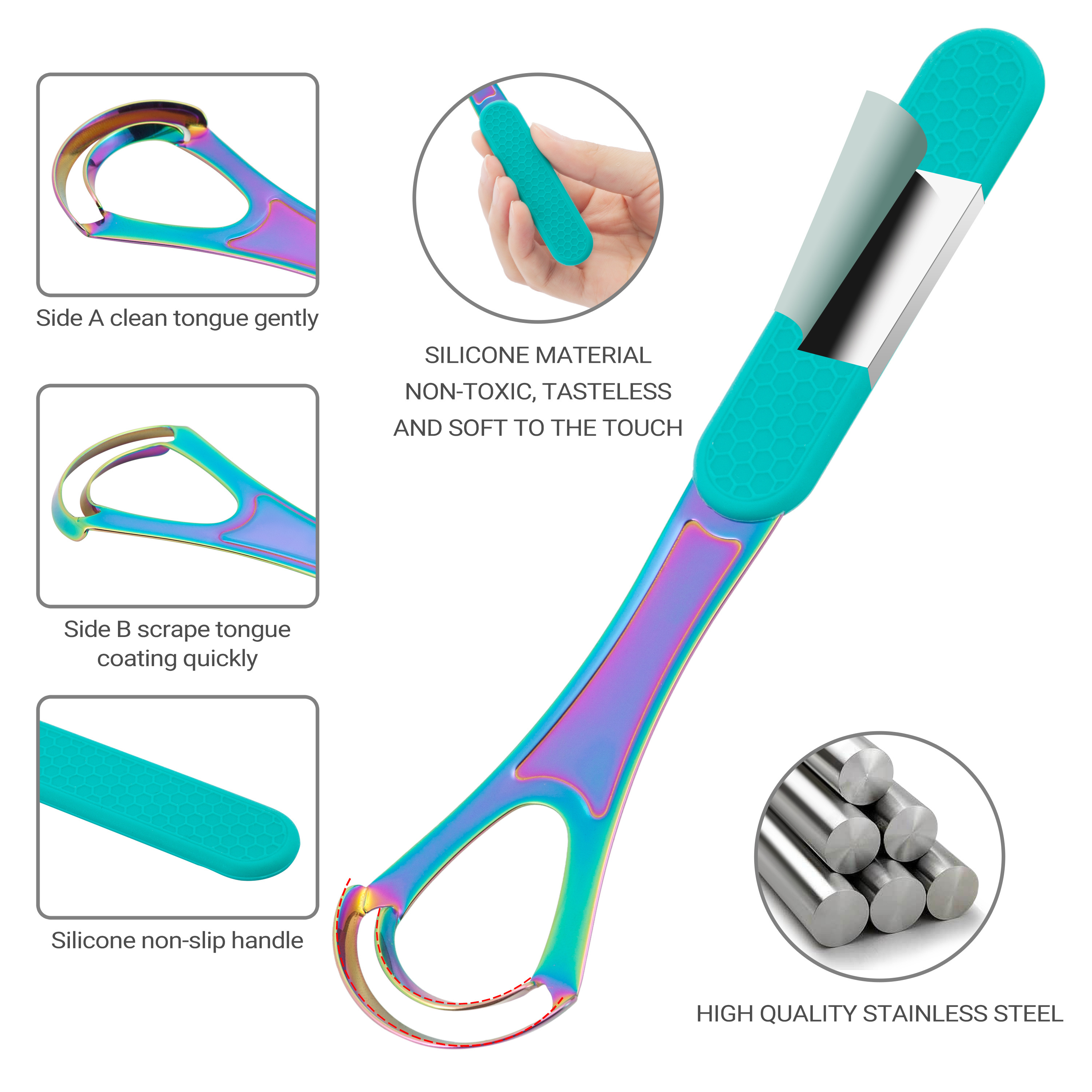 Double Layer Silicone Handle Tongue Brush for Adults and Kids Specialized Tongue Cleaners Tongue Scraper