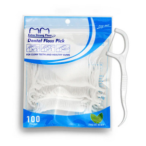 Dental Floss Stick Pick Manufacturing Bulk Mint Flavored Dental Floss Picks Bag Packing