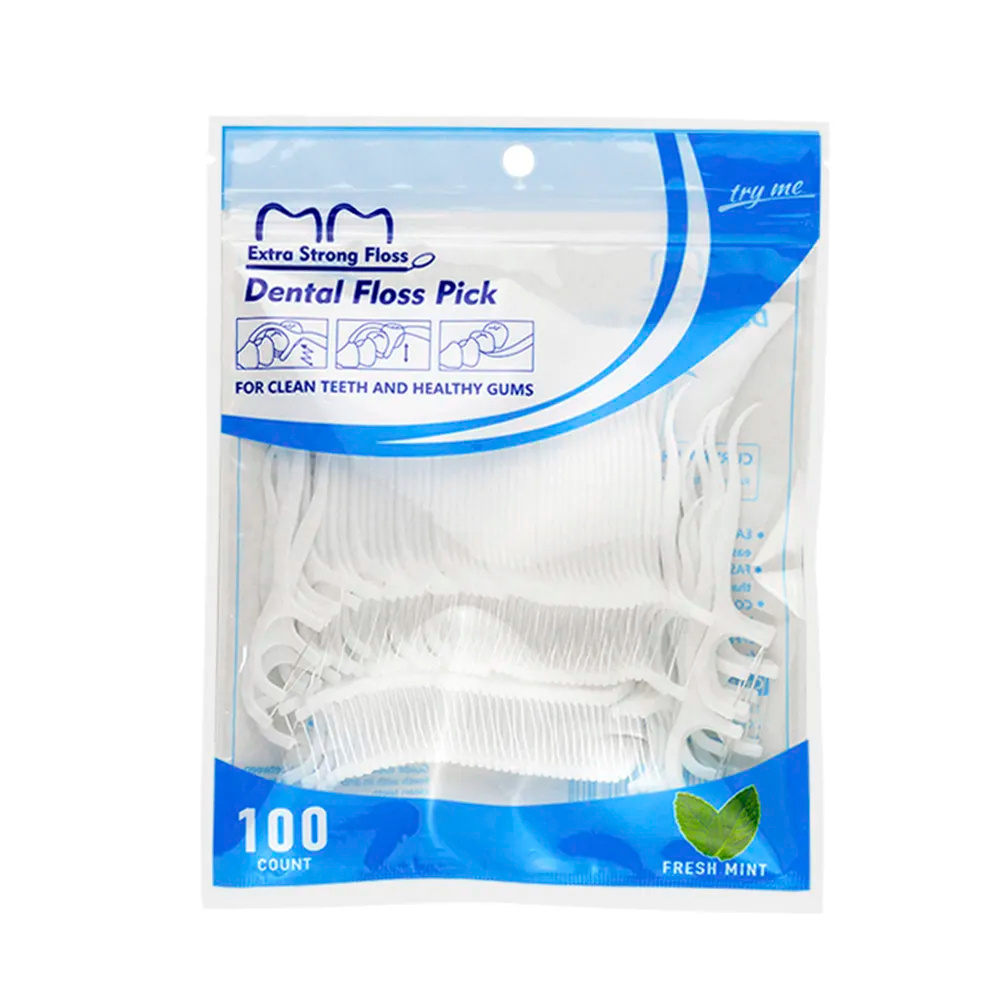 Dental Floss Stick Pick Manufacturing Bulk Mint Flavored Dental Floss Picks Bag Packing