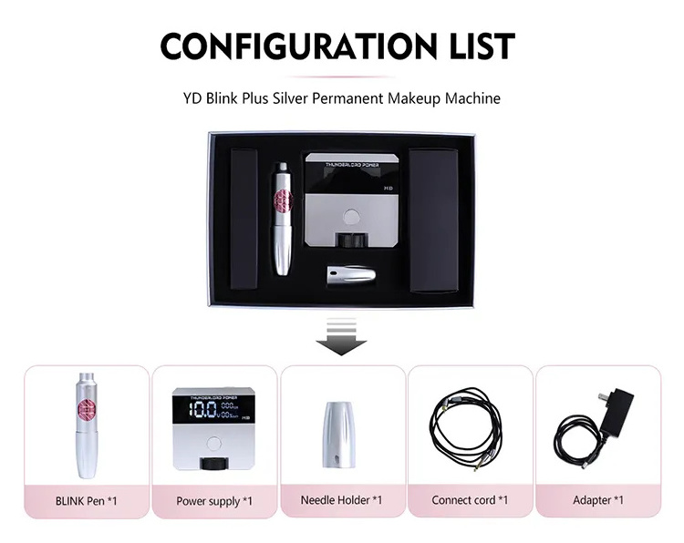 Tattoo supplies professional YD blink 2.0 Plus sliver stroke 2.3mm permanent makeup machine kit