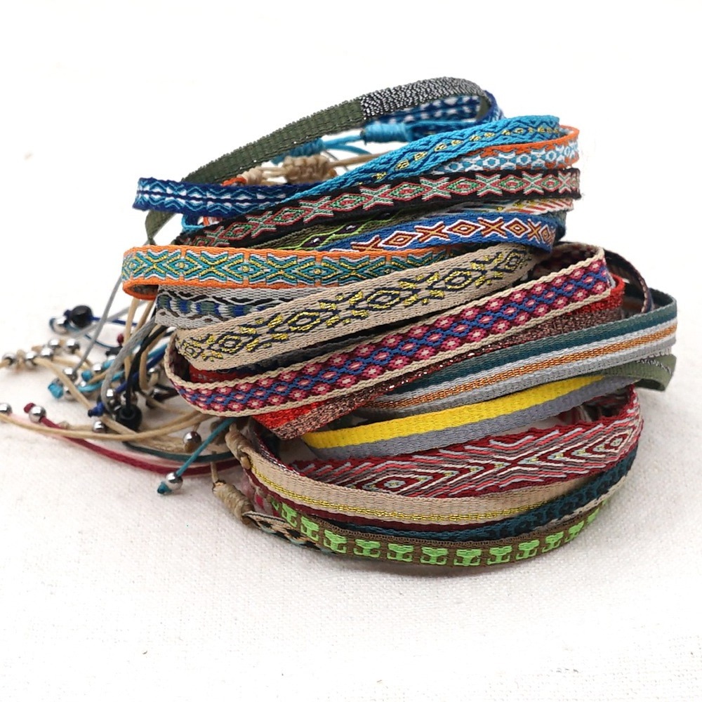 GO2BOHO Women Bracelet Wristband Braided Jewelry Pattern Adjustable Rope Handwoven Bohemian Pulsera Friendship Cloth Bracelets