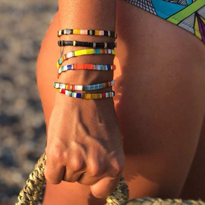 Go2Boho Bohemian Colorful Elastic Summer Beach Surfing Bracelets Miyuki Tila Beaded Bracelet for Women Jewelry