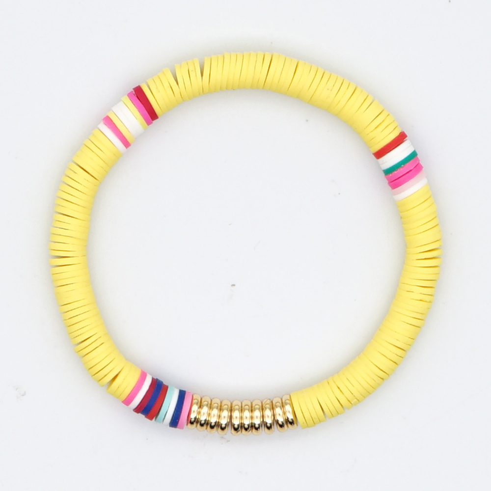 GO2BOHO 2022 Fashion Summer Polymer Clay Beads Bracelet Gold Plated Beads Boho Jewelry African Heishi Beaded Bracelets for Women