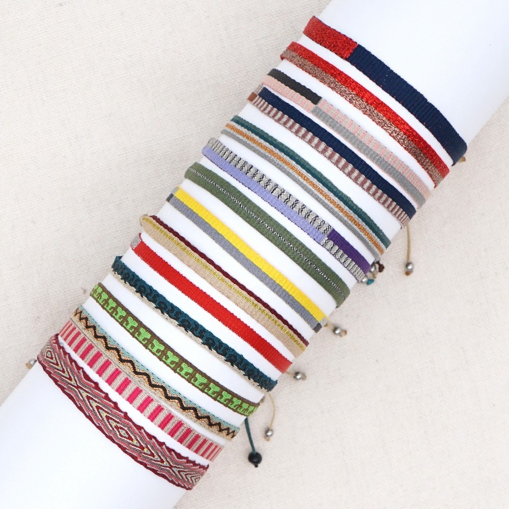 GO2BOHO Women Bracelet Wristband Braided Jewelry Pattern Adjustable Rope Handwoven Bohemian Pulsera Friendship Cloth Bracelets