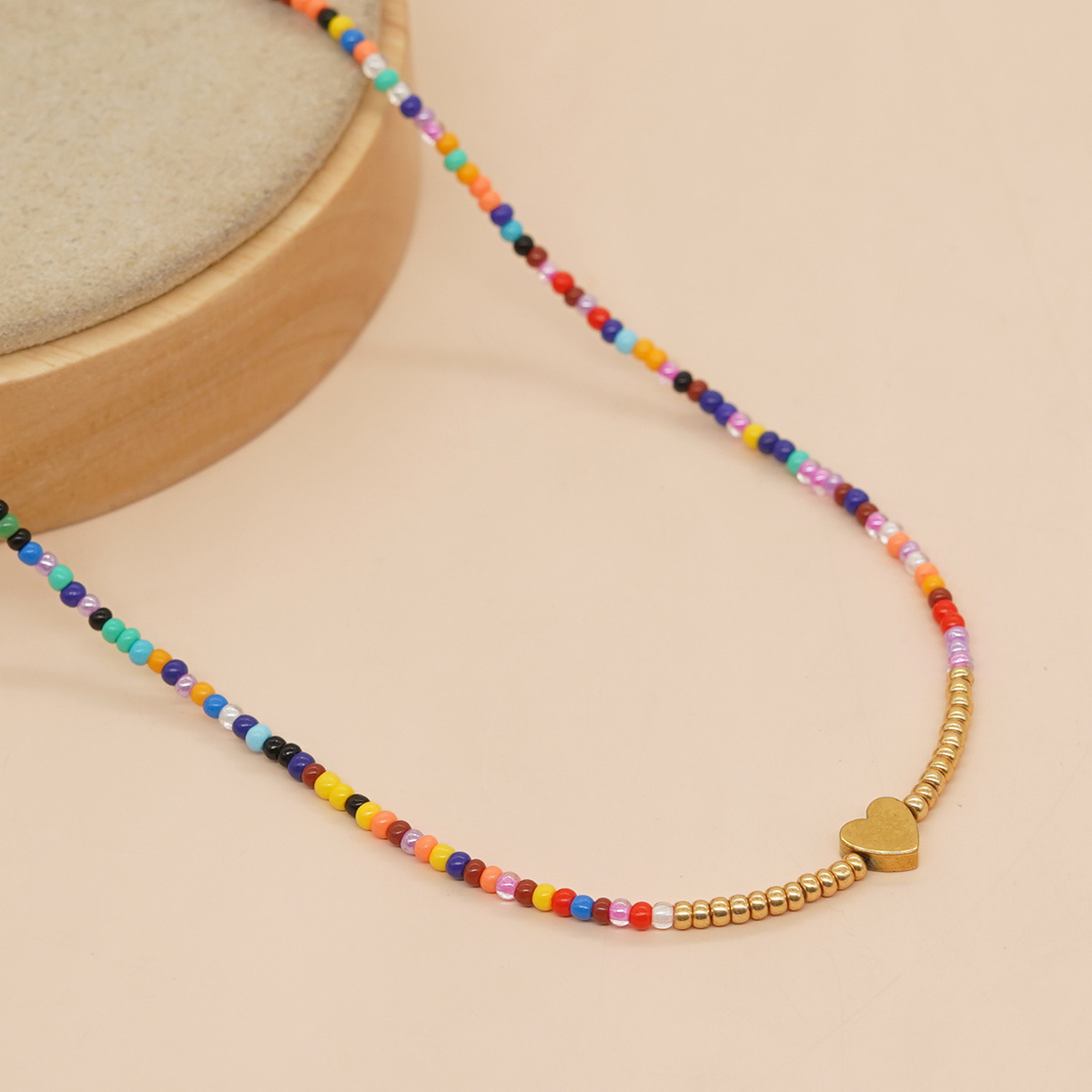 Go2boho Colorful Choker Necklaces For Fashion Women Beaded Handmade Gold Heart Chain Boho Jewelry Summer Trendy