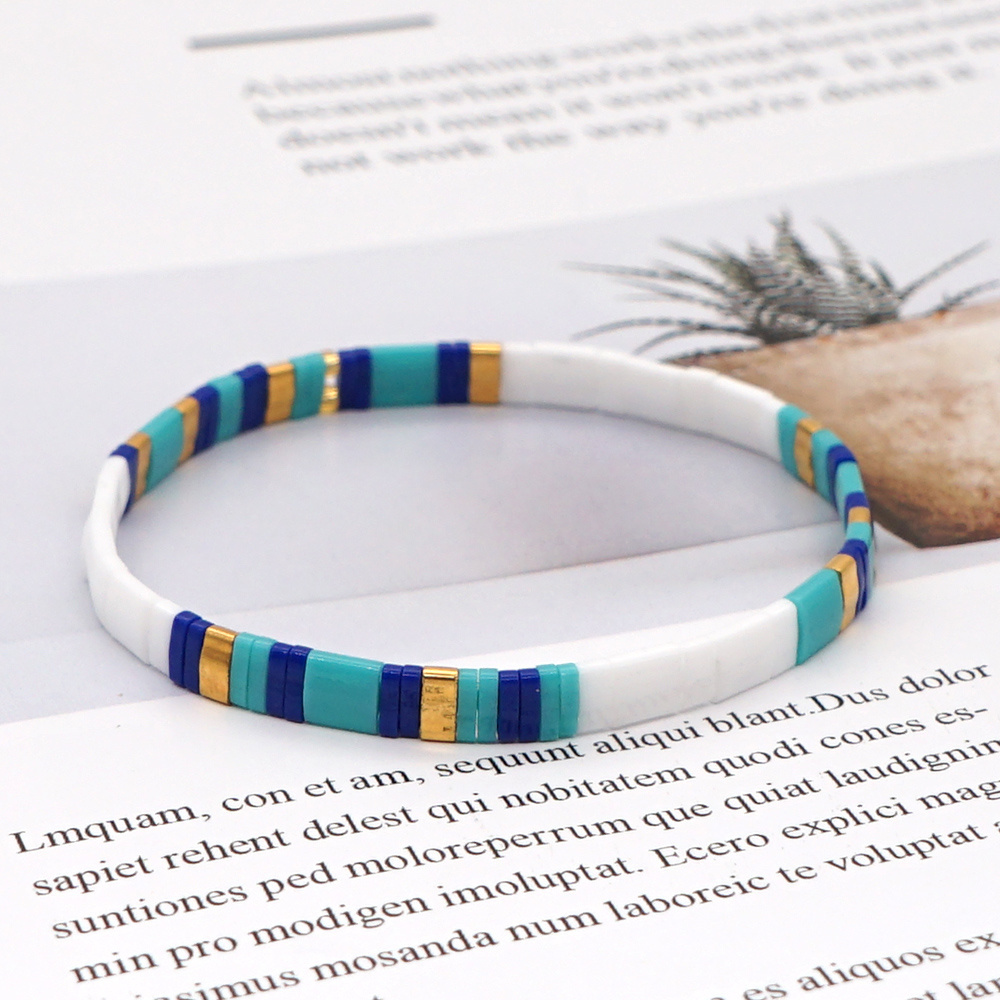 Go2Boho Bohemian Colorful Elastic Summer Beach Surfing Bracelets Miyuki Tila Beaded Bracelet for Women Jewelry