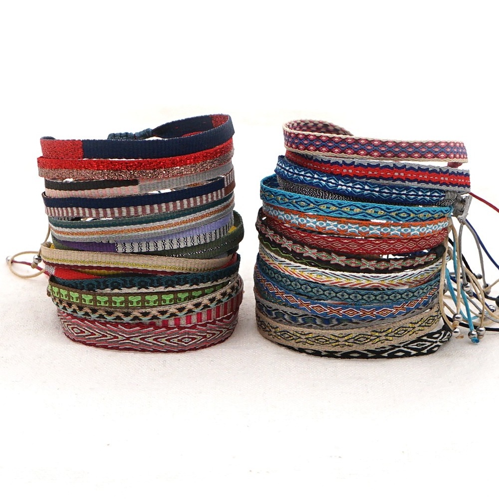 GO2BOHO Women Bracelet Wristband Braided Jewelry Pattern Adjustable Rope Handwoven Bohemian Pulsera Friendship Cloth Bracelets