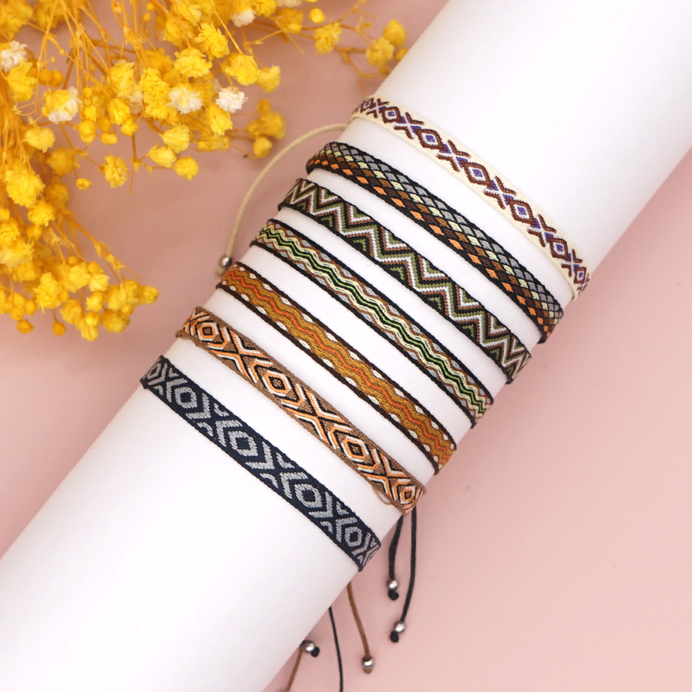 GO2BOHO Women Bracelet Wristband Braided Jewelry Pattern Adjustable Rope Handwoven Bohemian Pulsera Friendship Cloth Bracelets