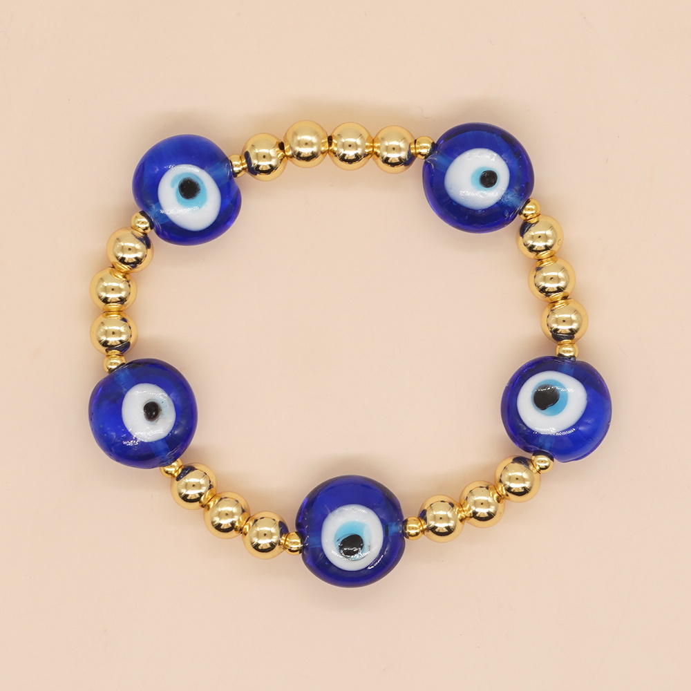 Go2boho Blue Big Evil Eyes Bracelet Jewelry for Women Turkish Eye Bracelets Accessories Gold Plated Beads Pulseras Femme