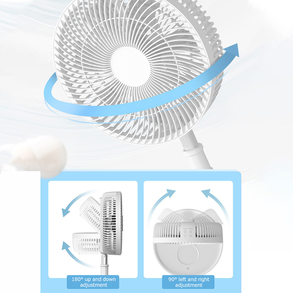 Portable Foldaway Fan Rechargeable Desk Height Adjustment Battery Operated Oscillating Fan for Home Camping Tent Travel 10 Table