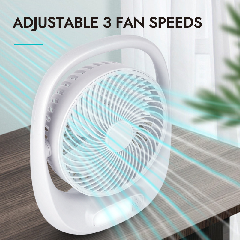 1800mah Mini USB Desk Fan 6-Inch Rechargeable Table Fan Night Light Portable Foldable Jet blower Unit Garage Hotel USB Charging