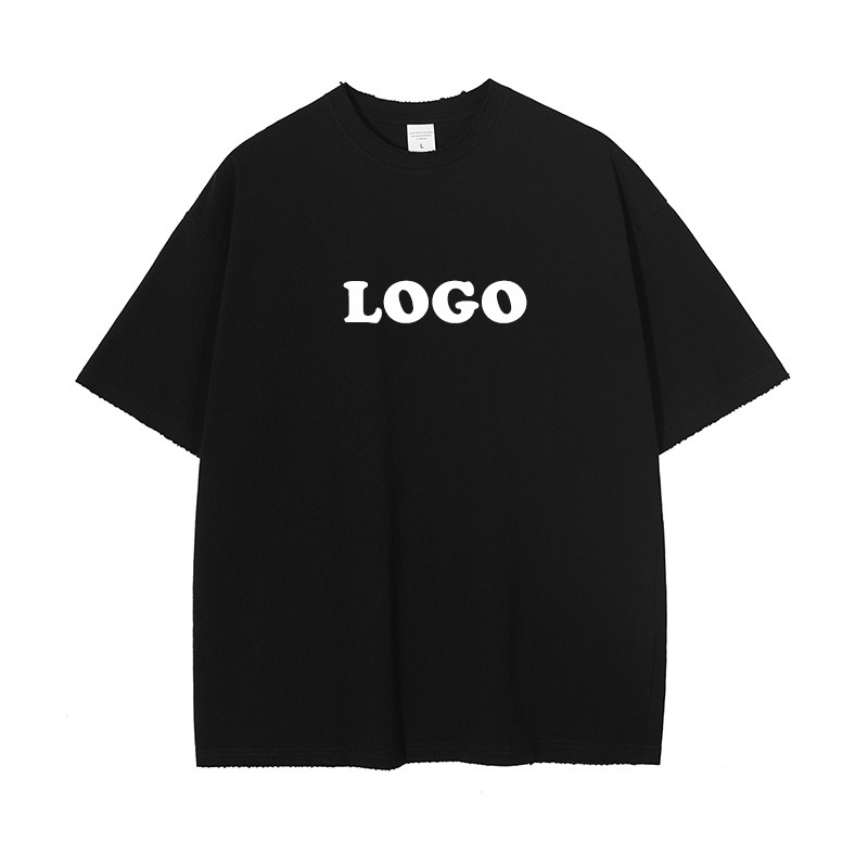 Wholesale Custom T Shirts Your Own Brand 50% Cotton 50% Polyester Screen Print 3D Embossed Embroidery T shirt  with custom logo