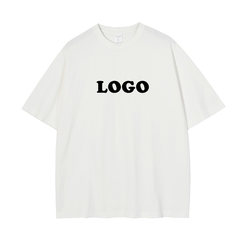 Wholesale Custom T Shirts Your Own Brand 50% Cotton 50% Polyester Screen Print 3D Embossed Embroidery T shirt  with custom logo