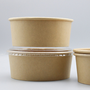 paper plates bowls kraft brown biodegradable  ramen soup   rice paper water paper bowl  12oz food packing containers with lid