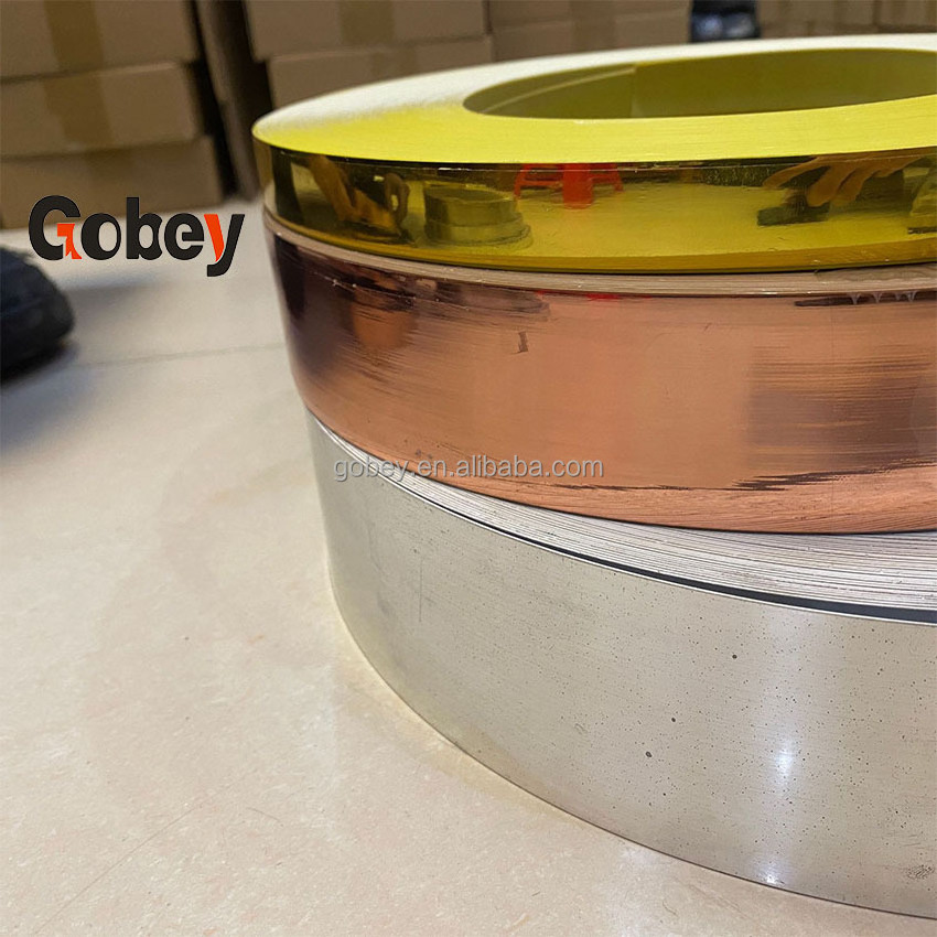 Custom Metallic Brushed Golden Decorative Glue For Pvc Edging Banding Tape Trim Strip Exquisite Edge Band Roll factory wholesale