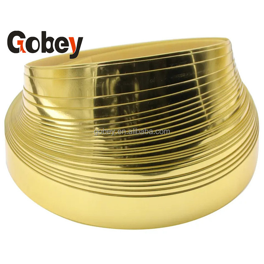 Custom Metallic Brushed Golden Decorative Glue For Pvc Edging Banding Tape Trim Strip Exquisite Edge Band Roll factory wholesale