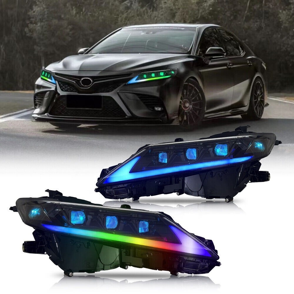 Gobison Headlamp for Toyota Camry 2018-2023 SE LE XSE XLE TRD Demon Eye 6 Lens 8th Gen Led Sequential Turn Signals