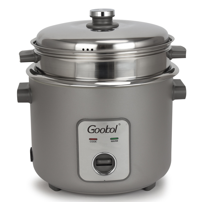 Stainless steel inner pot cylinder rice cooker, S/S rice cooker 2.8L with stainless steel steamer