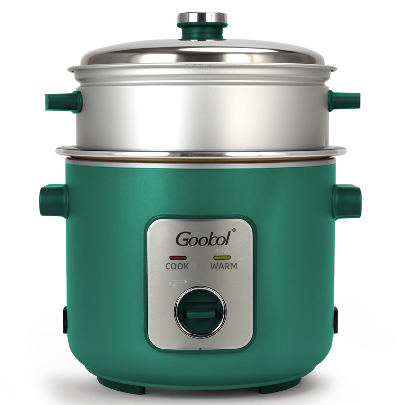 Stainless steel inner pot cylinder rice cooker, S/S rice cooker 2.8L with stainless steel steamer