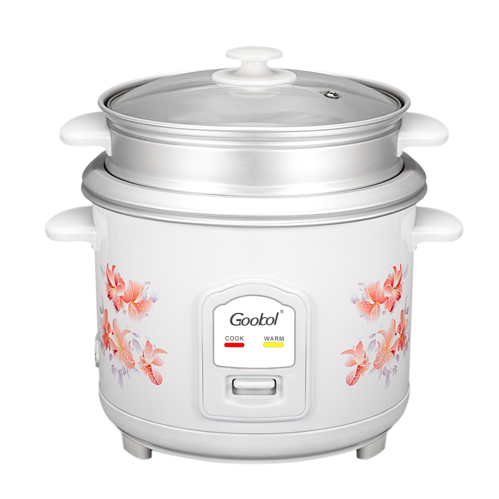 Stainless steel inner pot cylinder rice cooker, S/S rice cooker 2.8L with stainless steel steamer