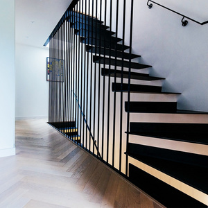 Prefabricated Apartment Building Stair Design Straight Wood Stairs Modern Floating Staircase Indoor Prefab Stairs