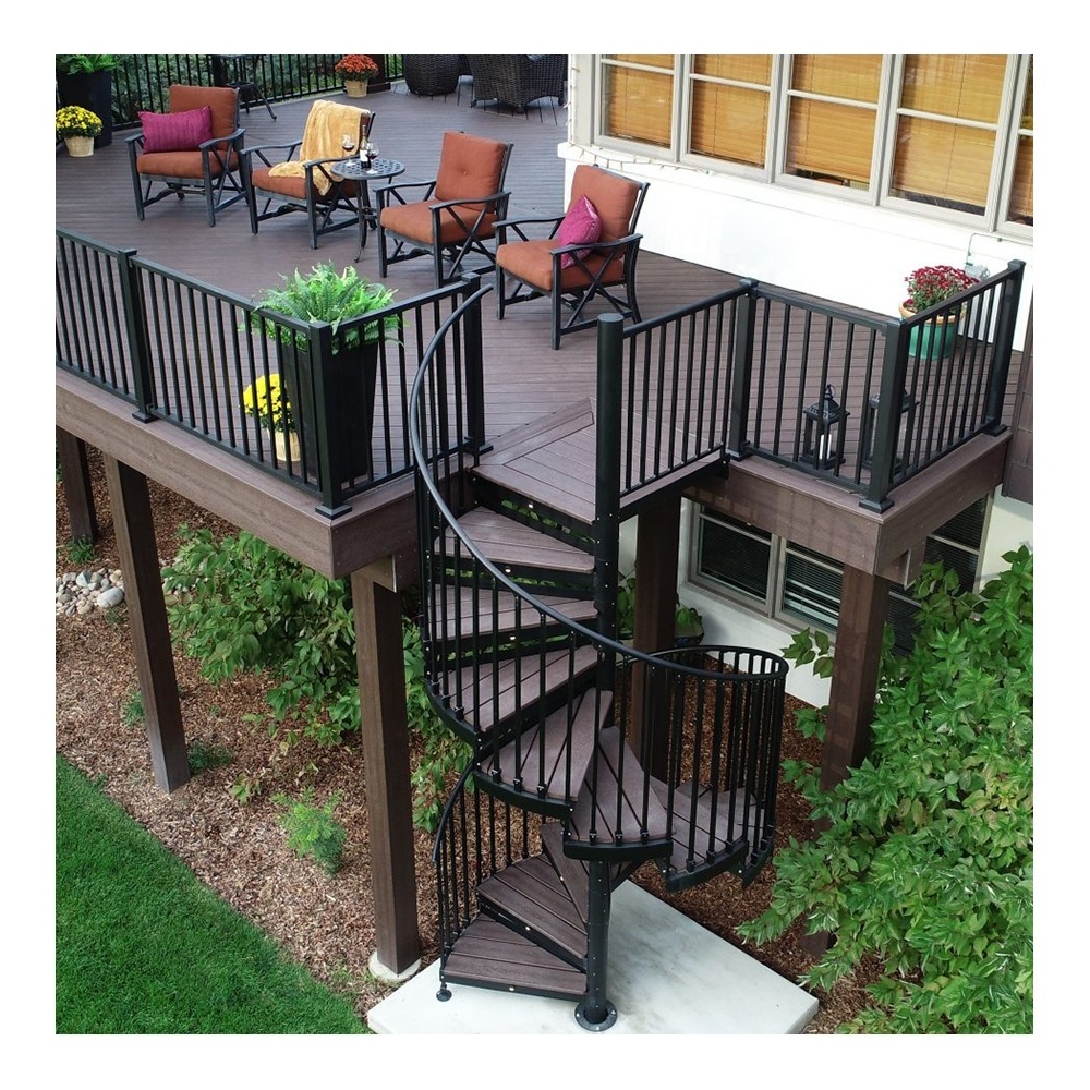 Home Staircase Carbon Steel Anti Rust Curved Staircase Villa Outdoor Open Air Garden Spiral Staircase Anti Slip Stair Treads