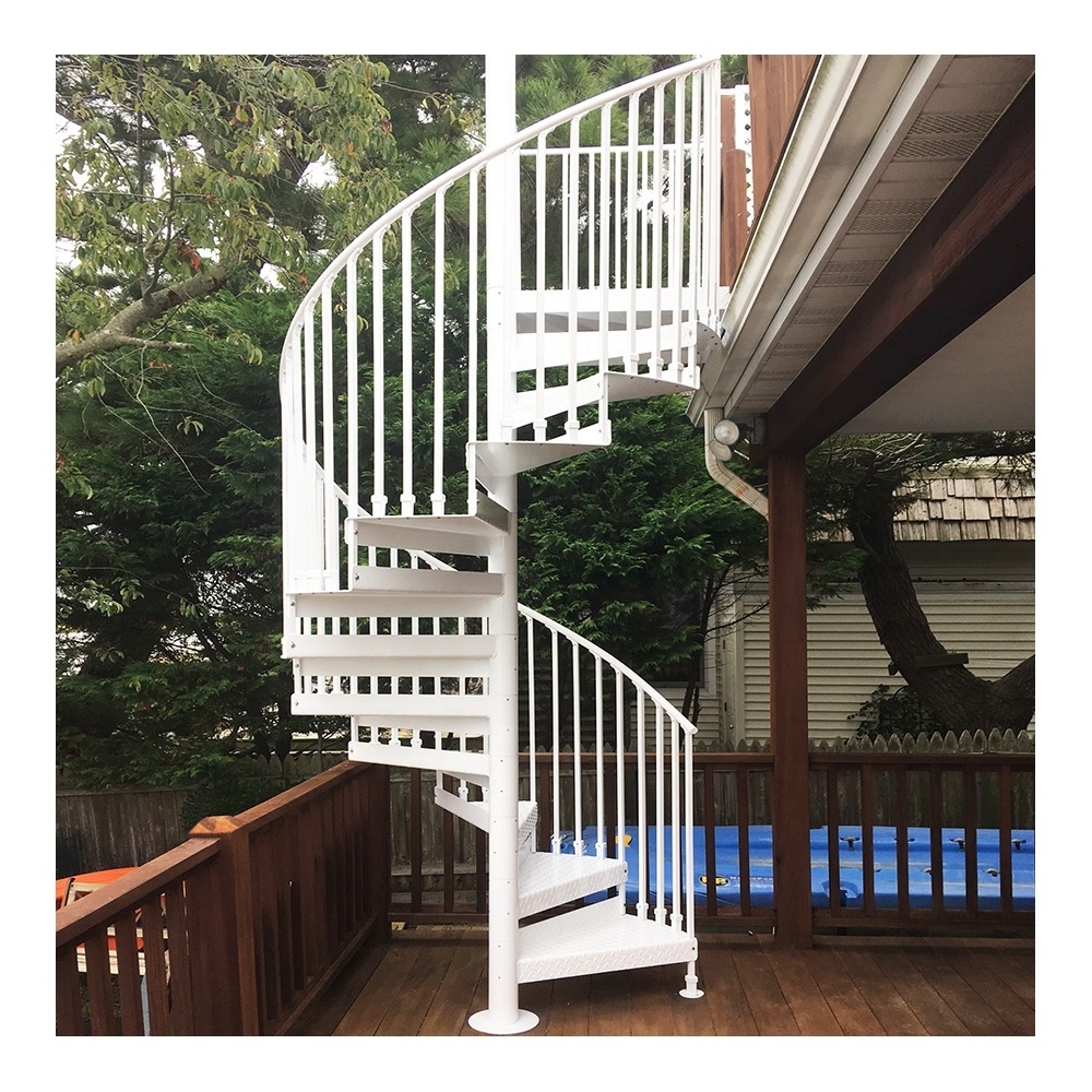 Home Staircase Carbon Steel Anti Rust Curved Staircase Villa Outdoor Open Air Garden Spiral Staircase Anti Slip Stair Treads