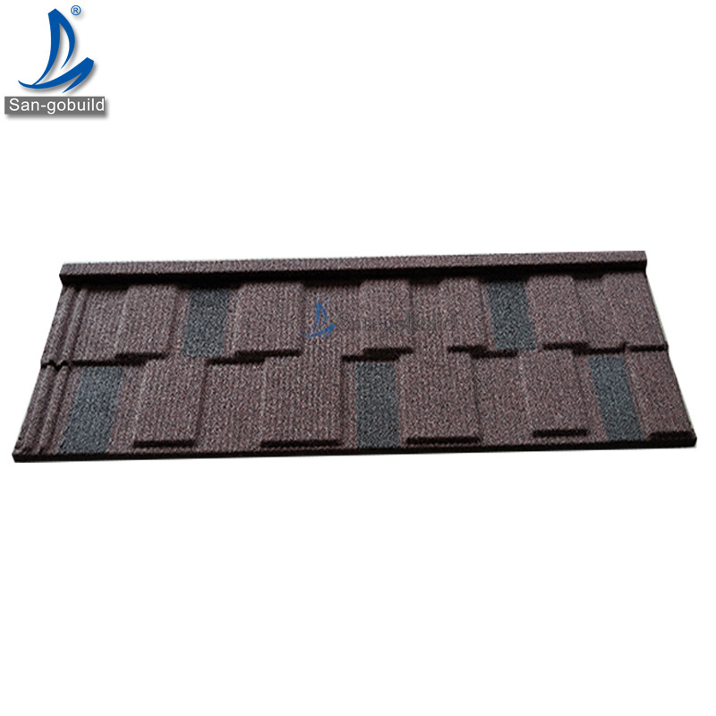 Ghana Natural Stone Coated Zinc Steel Roofing Tiles Long Span Waterproofing Materials 0.4 gauge