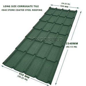 longer size Aluminium long span roofing sheets and step tile  stone coated metal roof tile labor save America Canada New Zealand