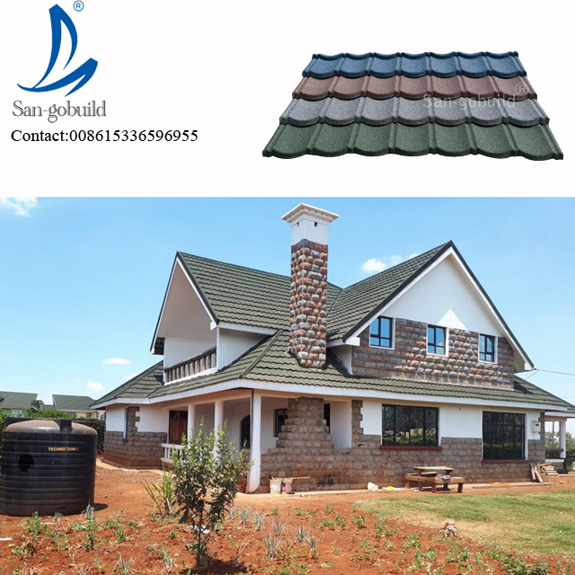 Building Materials Corrugated Stone Coated Metal Tile Korean Roofing Tiles With Flat Sheets